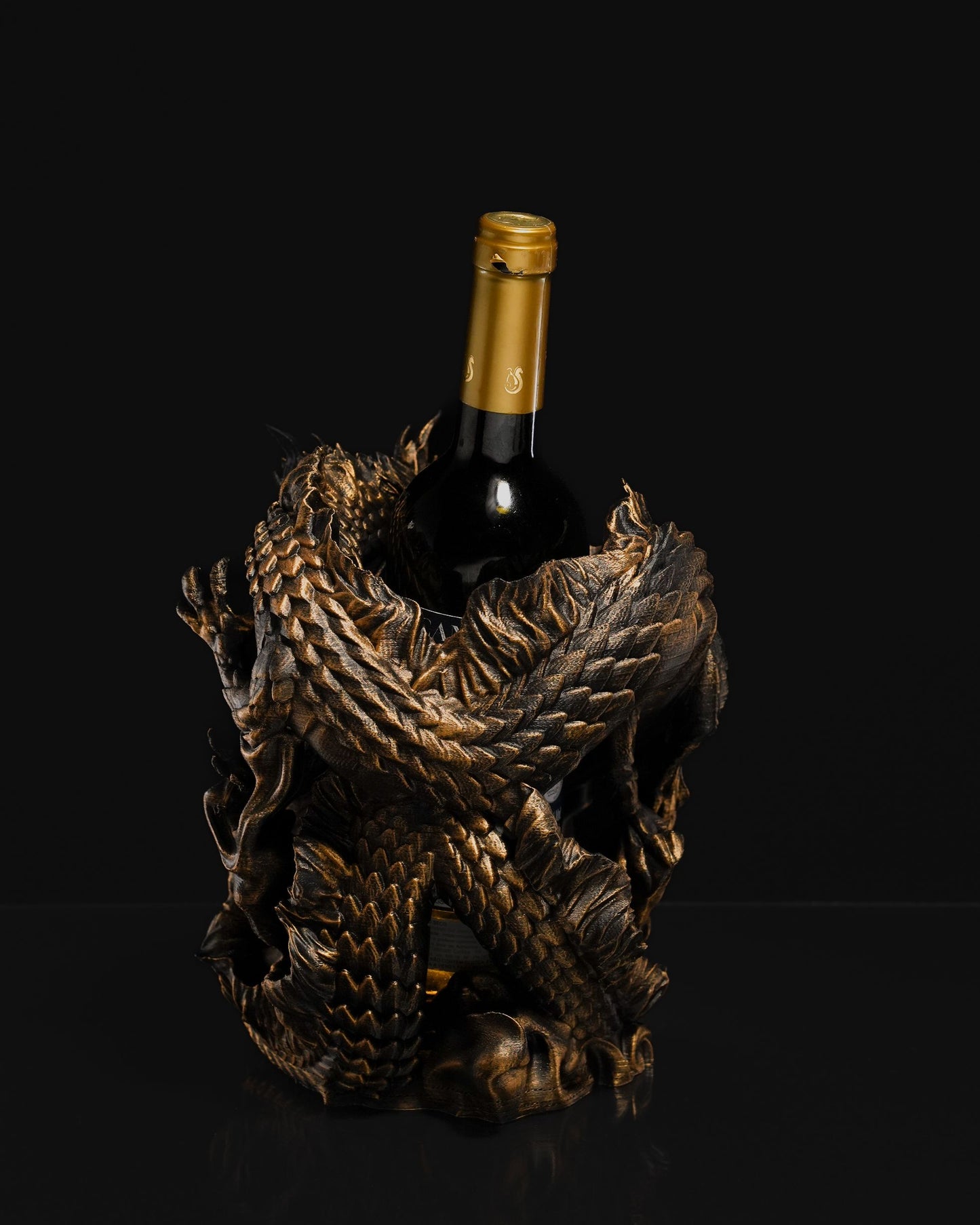 3D Printed Dragon Wine Bottle Holder – Fantasy Table Decor & Unique Gift