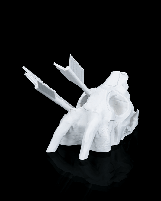 3D printed Primal Skull Dice Tower and tray for tabletop gaming