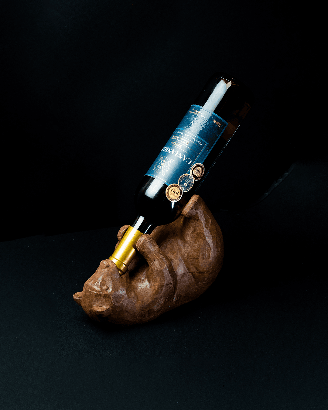 3D Printed Bear Wine Bottle Holder – Playful Animal Decor & Unique Gift