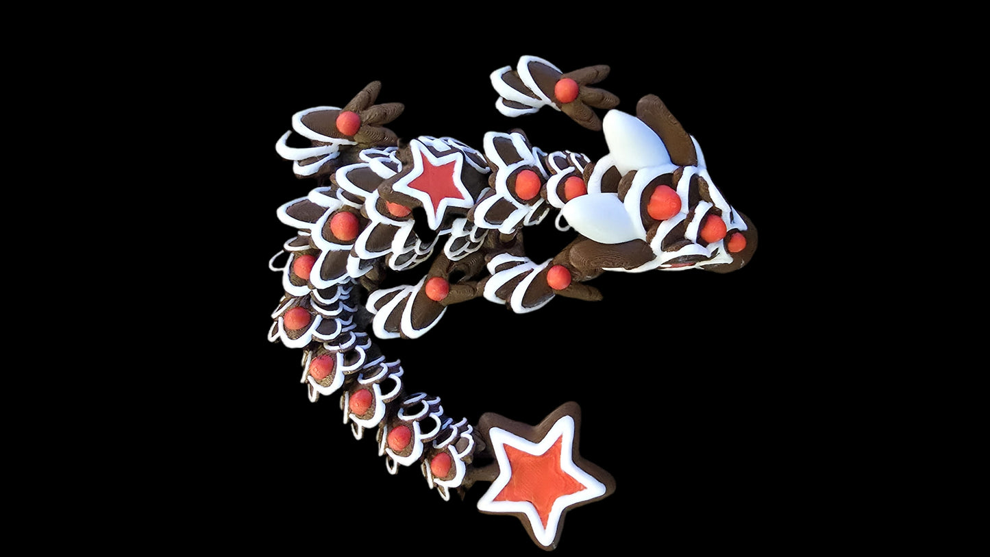 Decorative gingerbread cookies shaped like a reindeer and stars on a black background