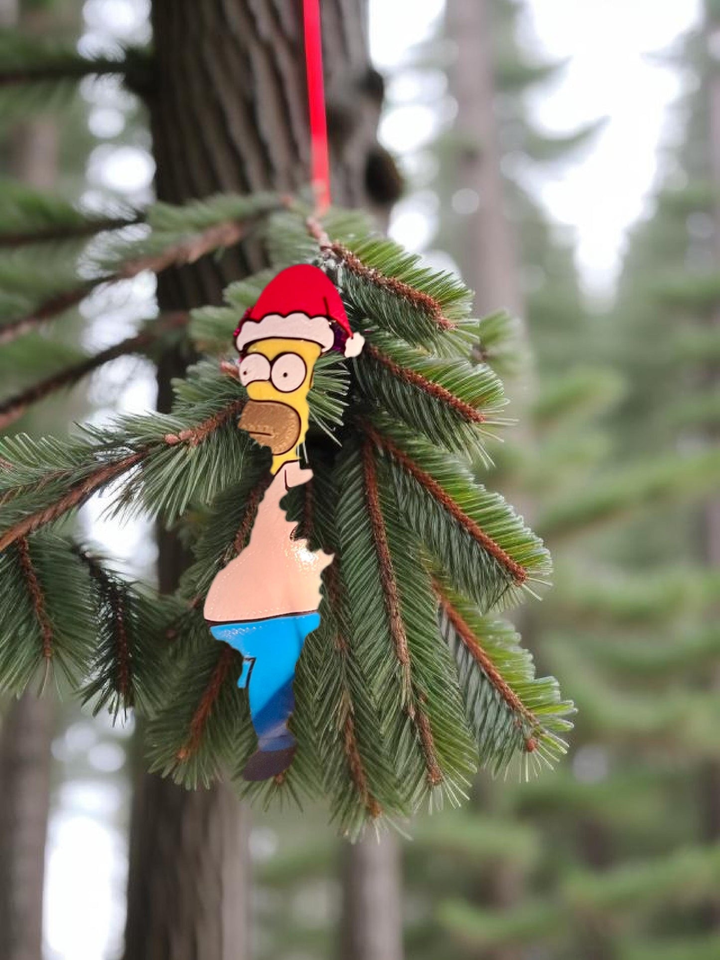 Funny Homer Simpson “Hiding in the Bush” Ornament – Evil Homer, Santa Homer, and Planter Editions | 3D Printed Christmas Tree or Desk Décor