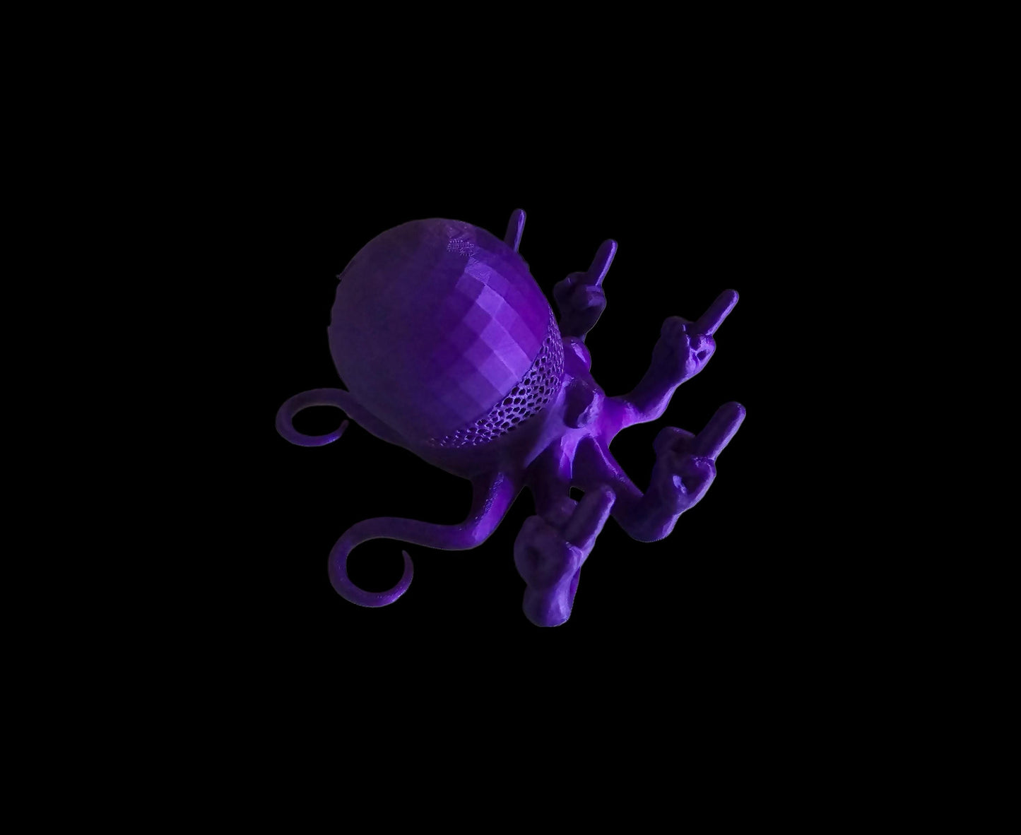 3D-Printed Octopus Model - Unique, Fun, and Detailed! Rude Middle Finger Octopus with fiary lights! Middle Finger Reflectsonto the Wall