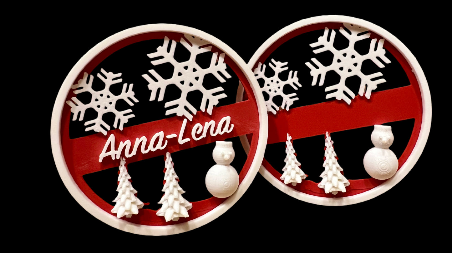 Custom 4" Round Christmas Ornament – Personalized with Name & Snap-Lock String Included!