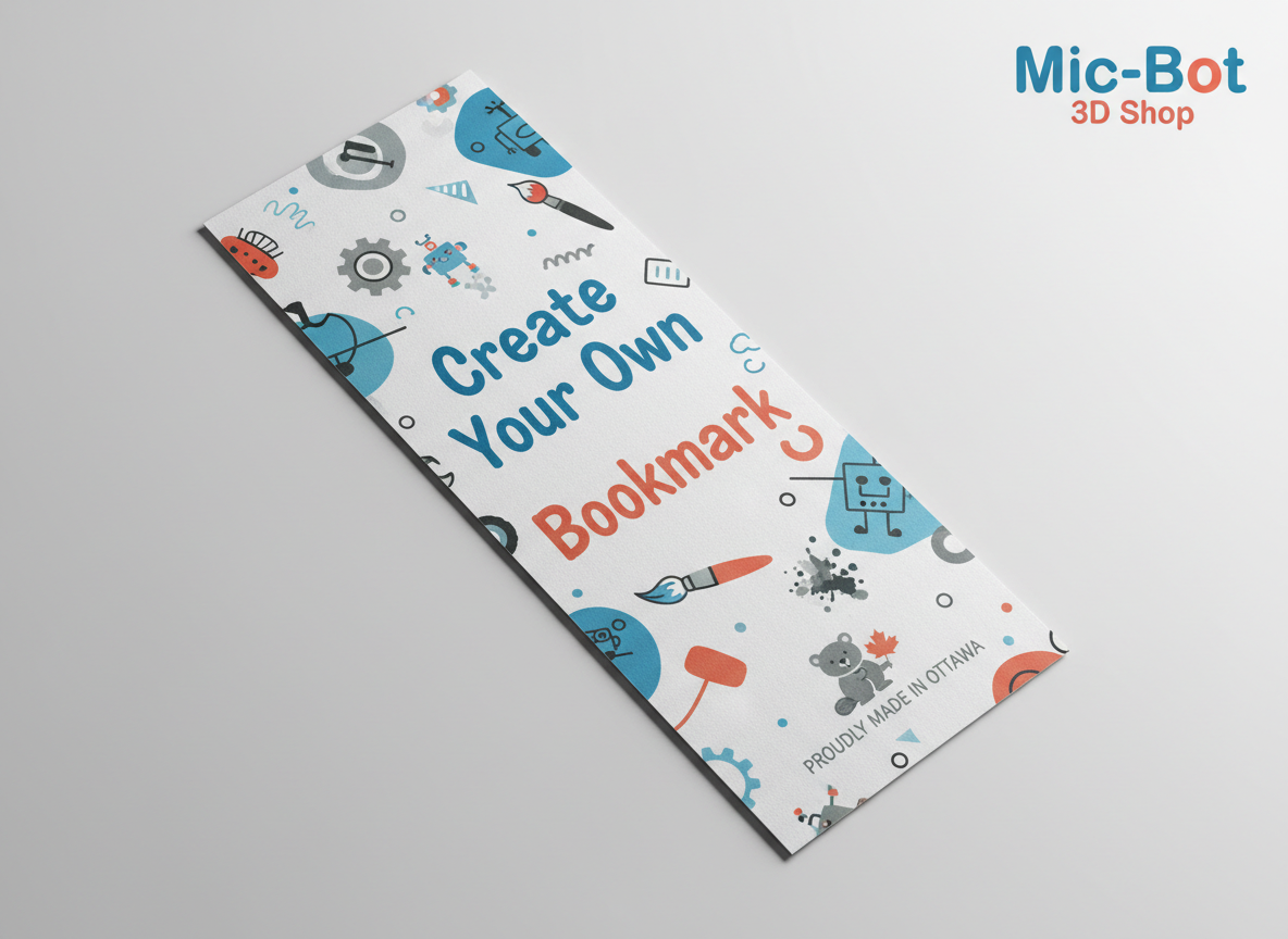 Create Your Own Bookmark kit with colorful design on a gray background
