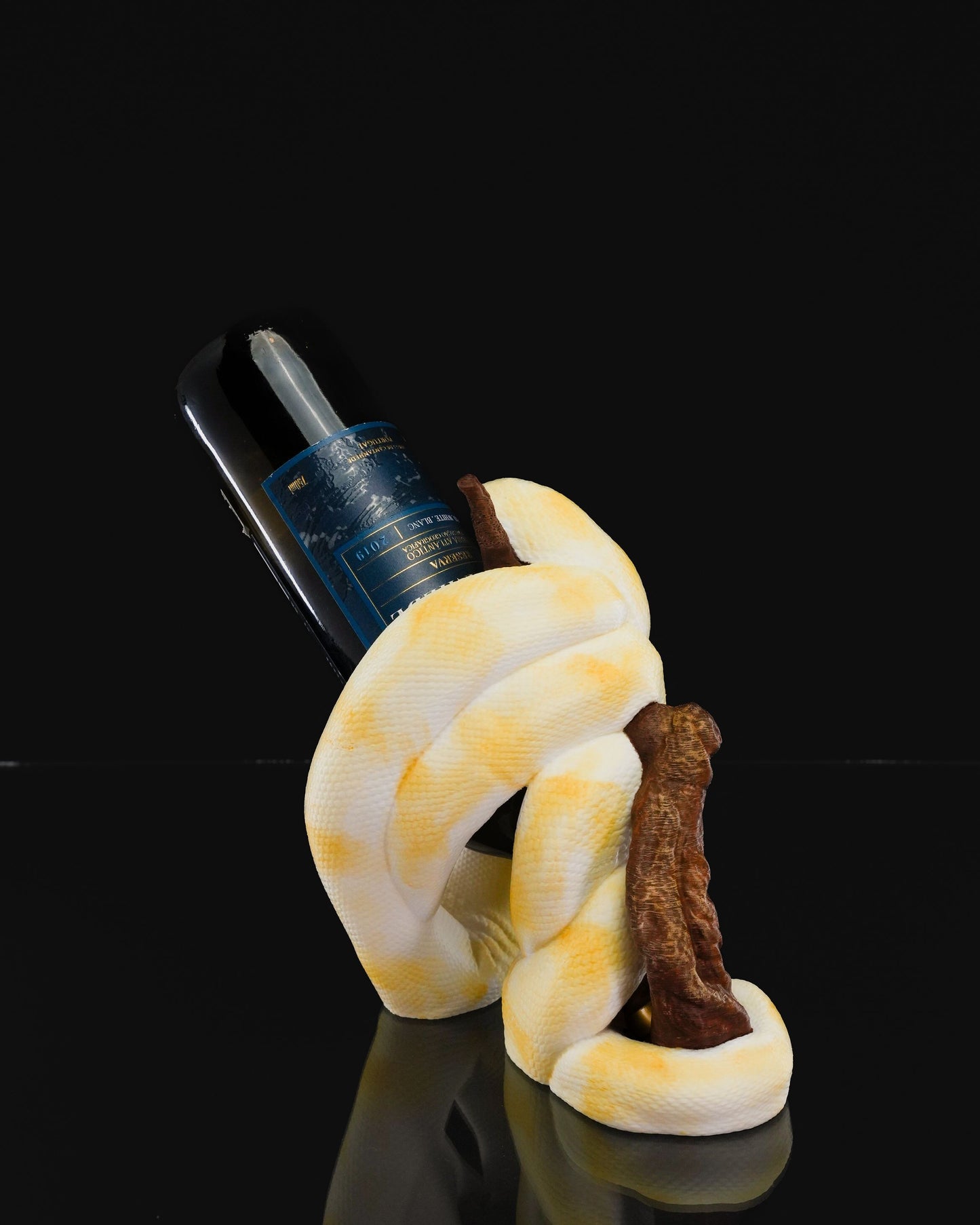3D Printed Ball Python Wine Bottle Holder – Unique Snake Decor & Gift