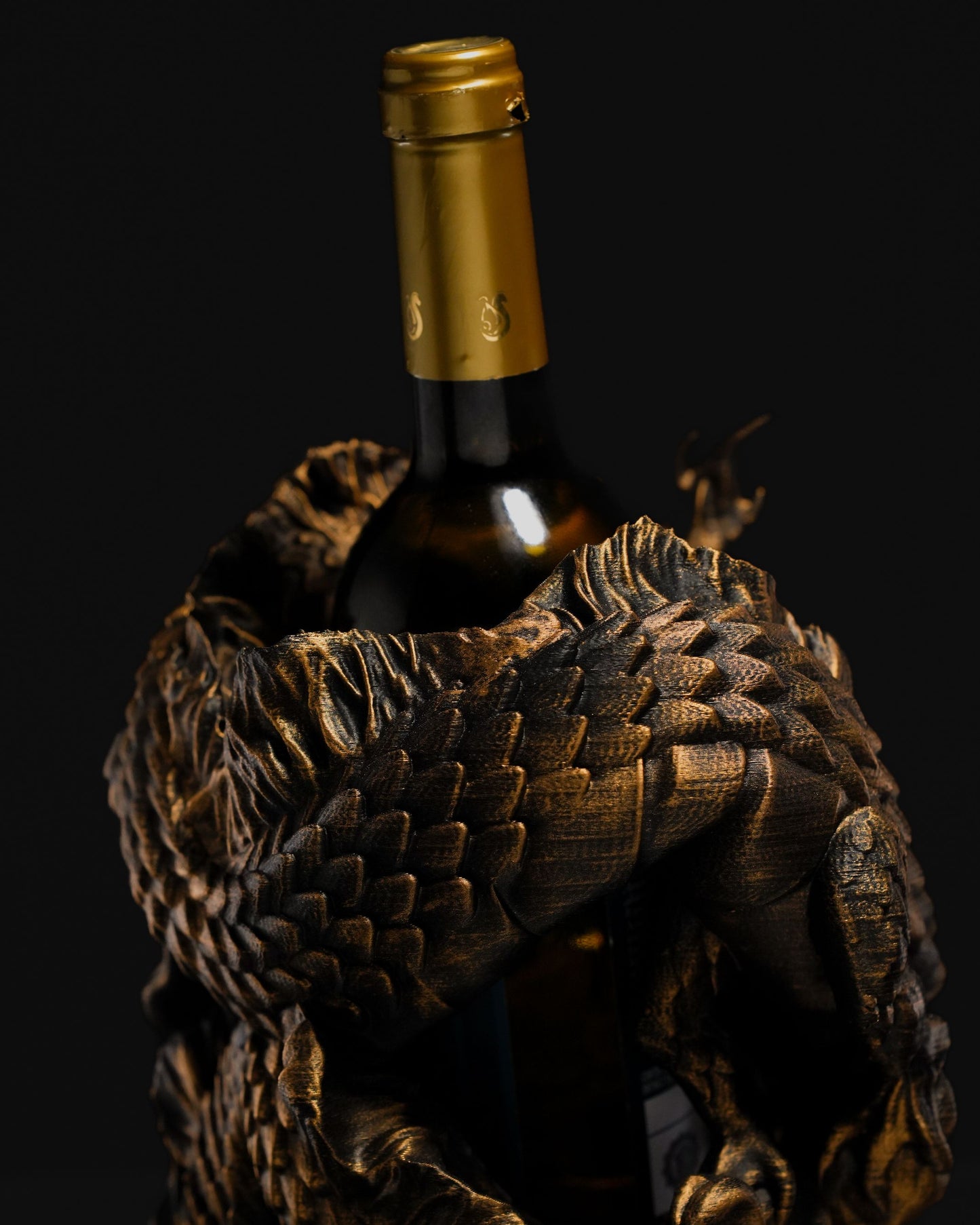 3D Printed Dragon Wine Bottle Holder – Fantasy Table Decor & Unique Gift