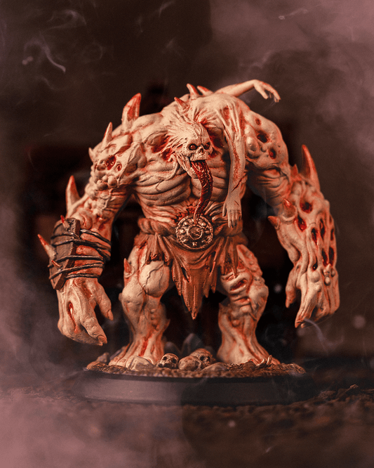 Detailed monster figurine with a dark, smoky background