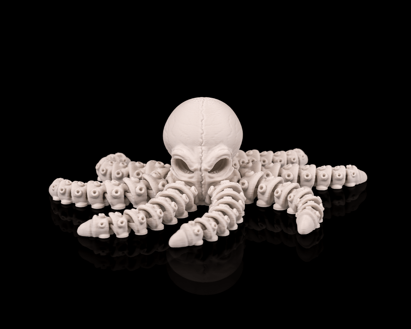 3D printed Skeleton Octopus model with intricate skeletal tentacle detail, available in toy/decor or aquarium-ready versions,