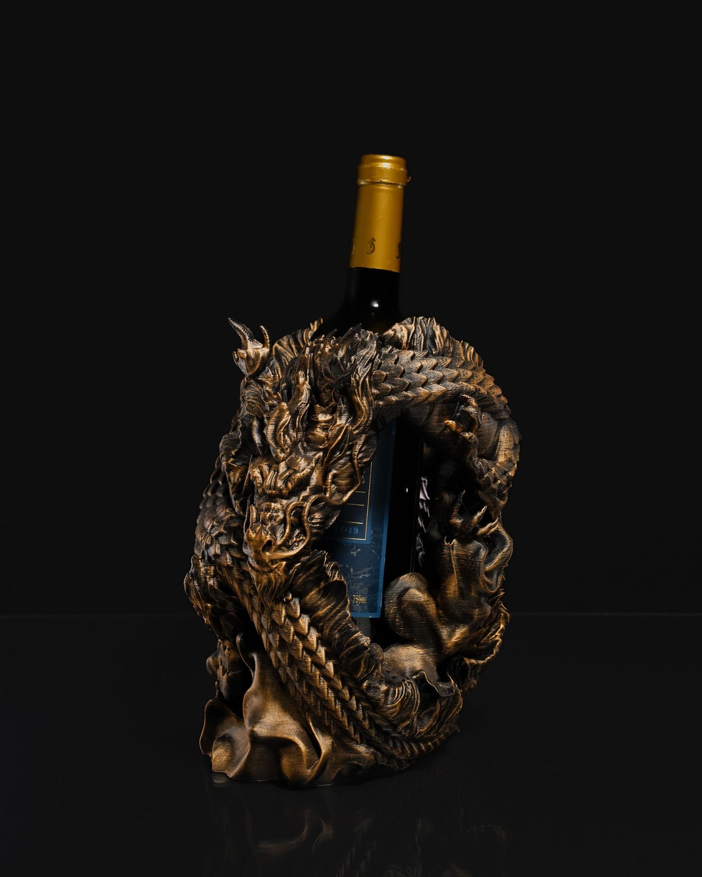 3D Printed Dragon Wine Bottle Holder – Fantasy Table Decor & Unique Gift