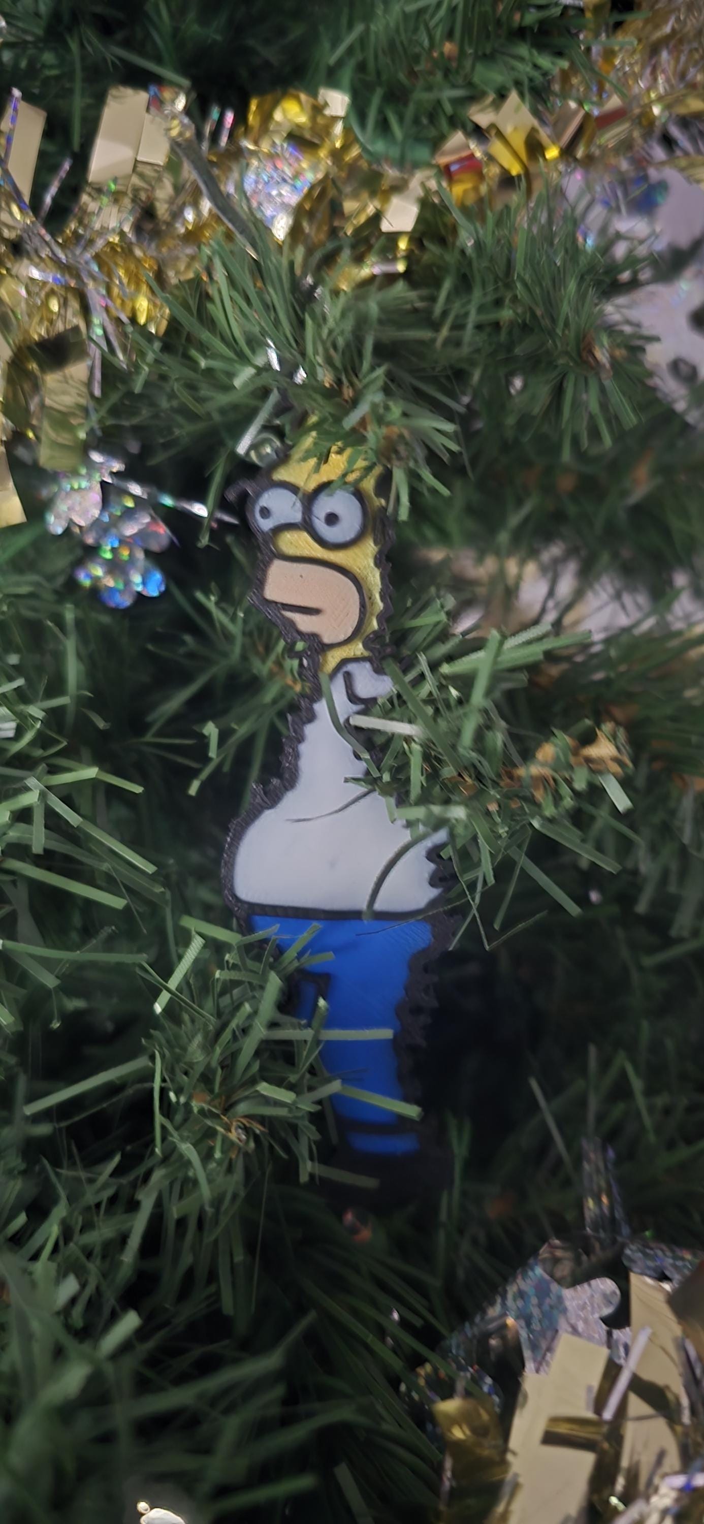 Funny Homer Simpson “Hiding in the Bush” Ornament – Evil Homer, Santa Homer, and Planter Editions | 3D Printed Christmas Tree or Desk Décor