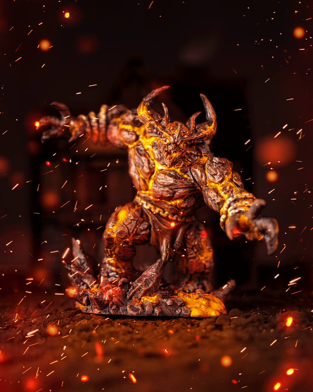 Magma Golem Resin Model – Paint-Ready Elemental Miniature