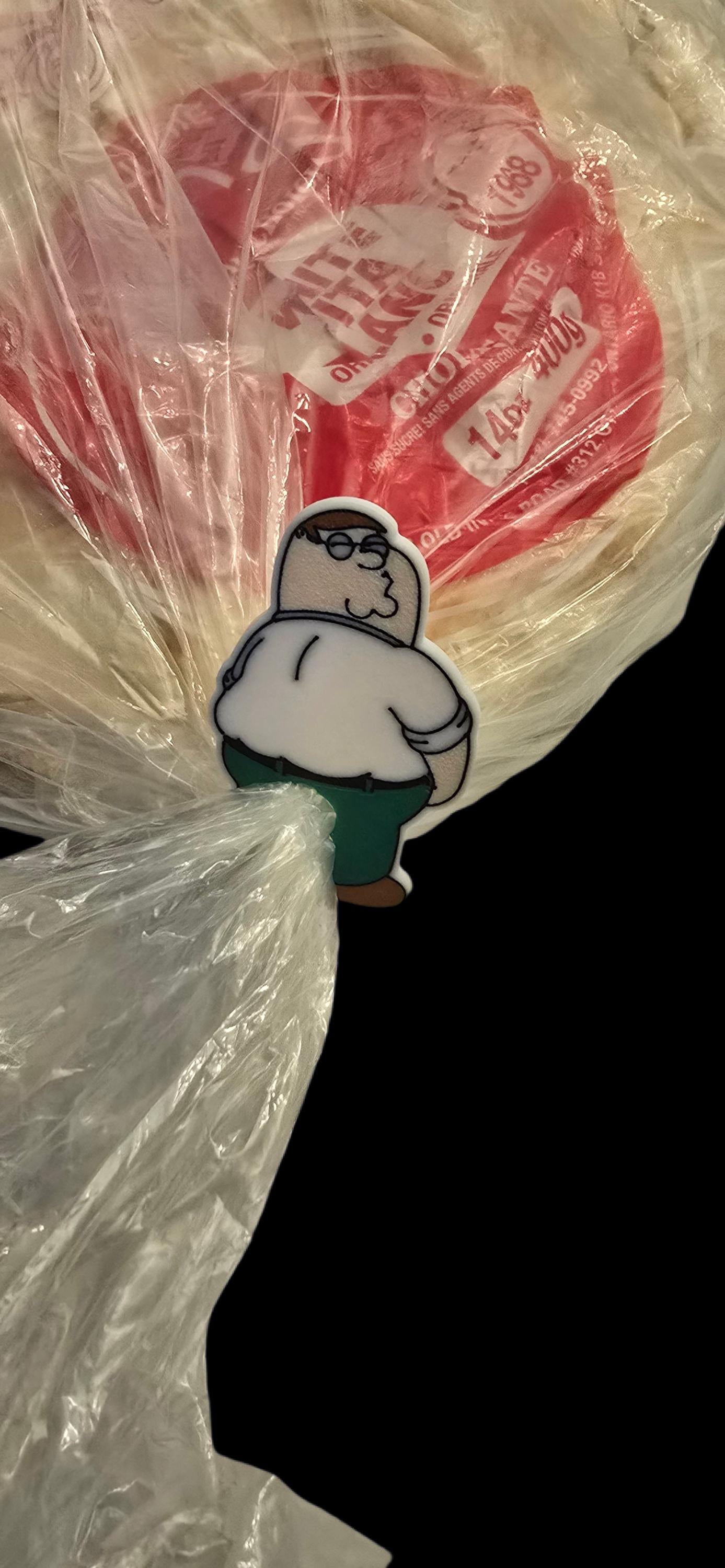 Peter Griffin Funny Cartoon Bread Clips – Add Humor to Your Kitchen! Free Lettermail Shipping Canada - Faster Shipping Upgrade Available.