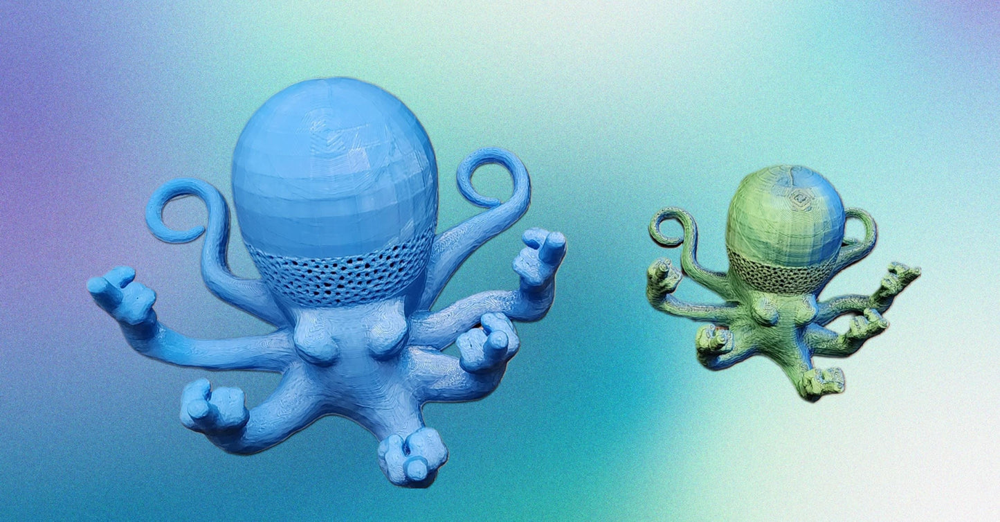 3D-Printed Octopus Model - Unique, Fun, and Detailed! Rude Middle Finger Octopus with fiary lights! Middle Finger Reflectsonto the Wall