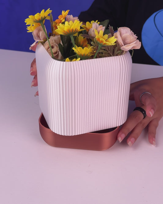 3D Printed Quadra Self-Watering Planter – Modern Square Plant Pot